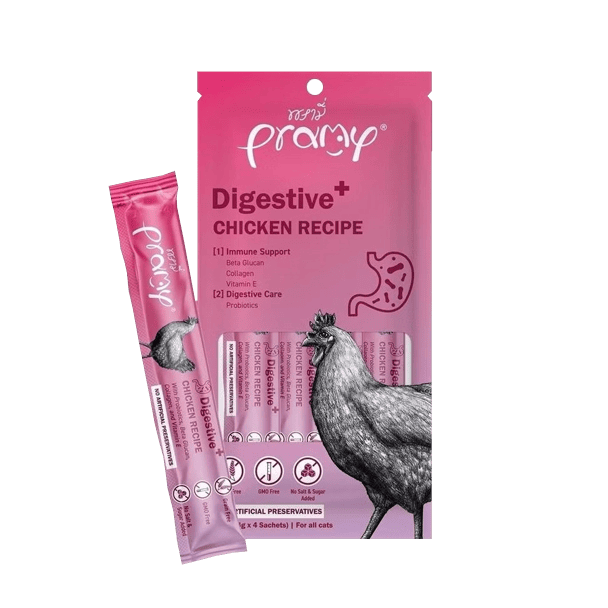 [1ซองมี4แท่ง] Pramy พรามี่ สมูทตี้ แมวเลีย เนื้อปลาทูน่าและเนื้อไก่แท้ ขนาด 14g