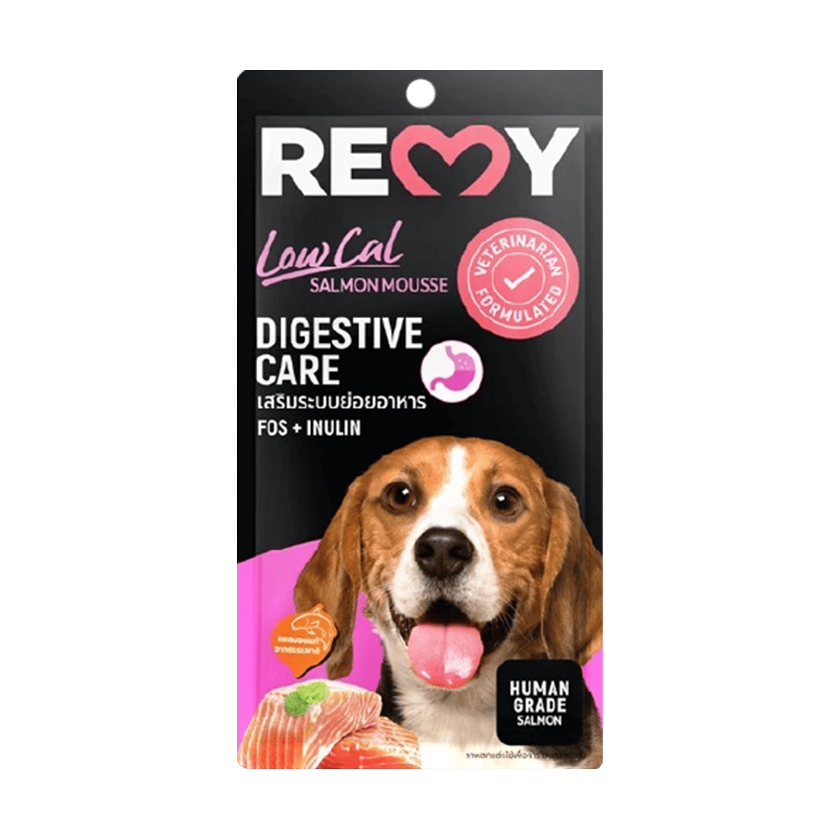 Remy เรมี่ แซลมอนมูส สำหรับสุนัข | อาหารสุนัขแบบเปียก ขนาด 15 กรัม x 4 ซอง | ทำจากปลาแซลมอนแท้ | อร่อย ย่อยง่าย เสริมโอเมก้า 3 เพื่อสุขภาพขนและผิวหนัง