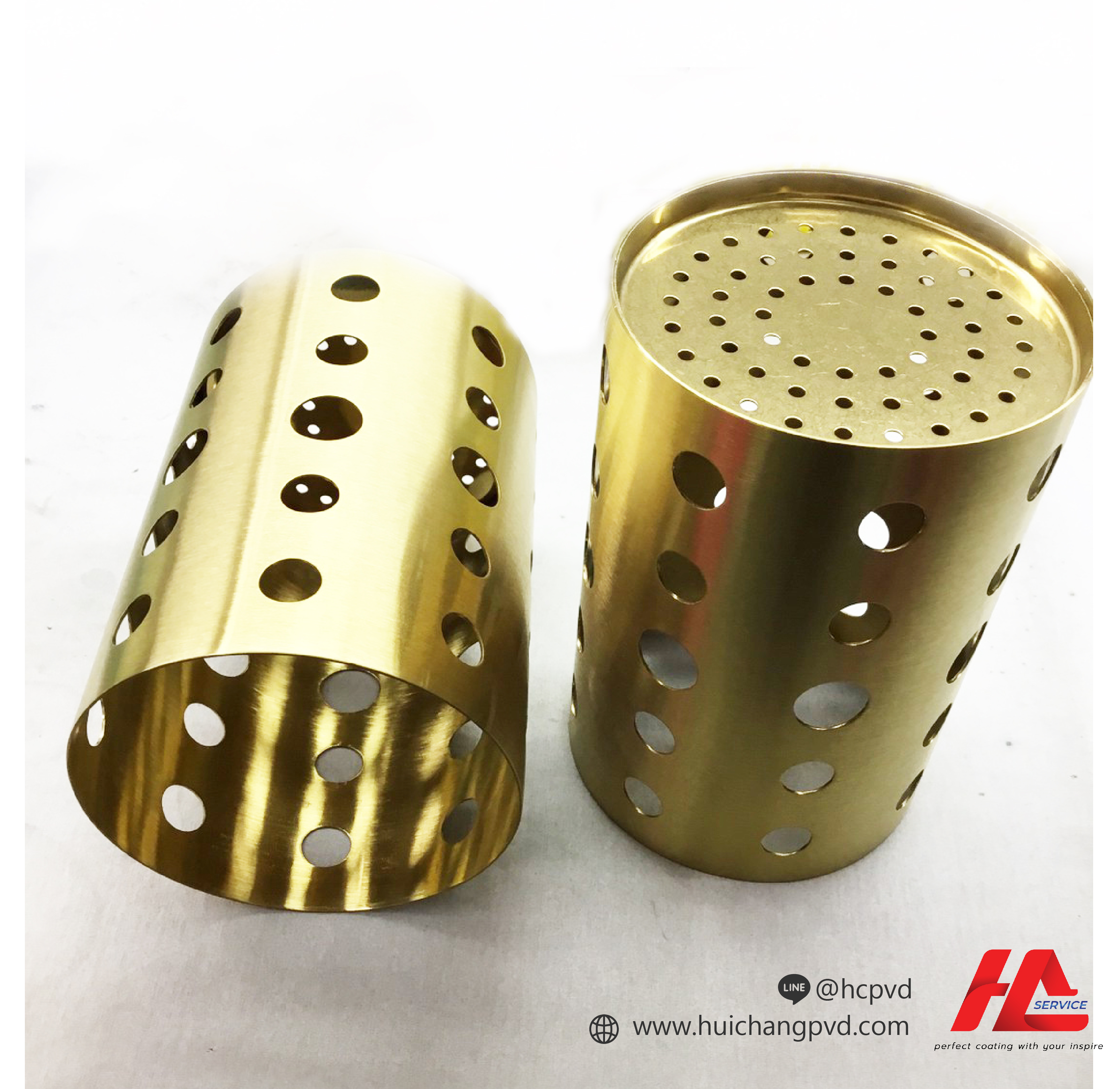 ตัวอย่างงานเคลือบสี ทองไทเทเนียม ด้วย PVD Coating