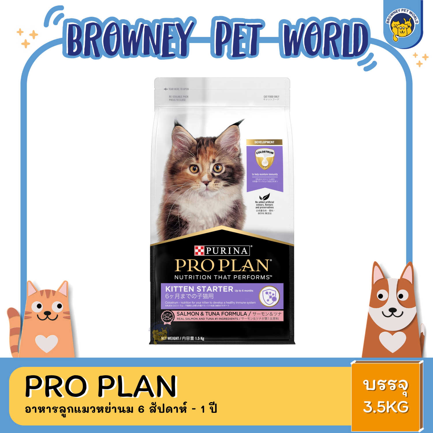 PRO PLAN CAT KITTENl อาหารลูกแมวหย่านม 6 สัปดาห์ - 1 ปี 1.5KG 3.5KG 8KG