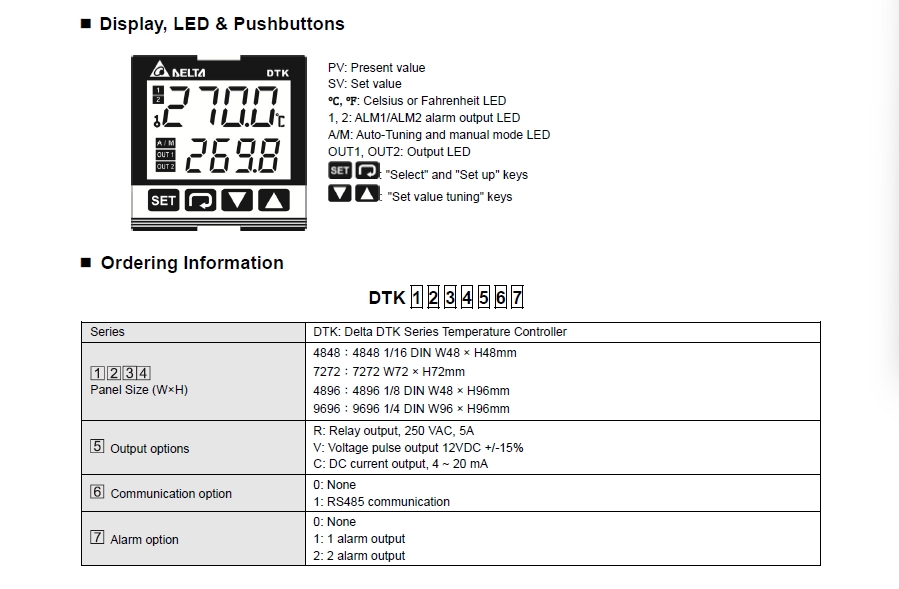 Delta Temperature Controller DTK4848V12 (Voltage pulse 12 DC)
