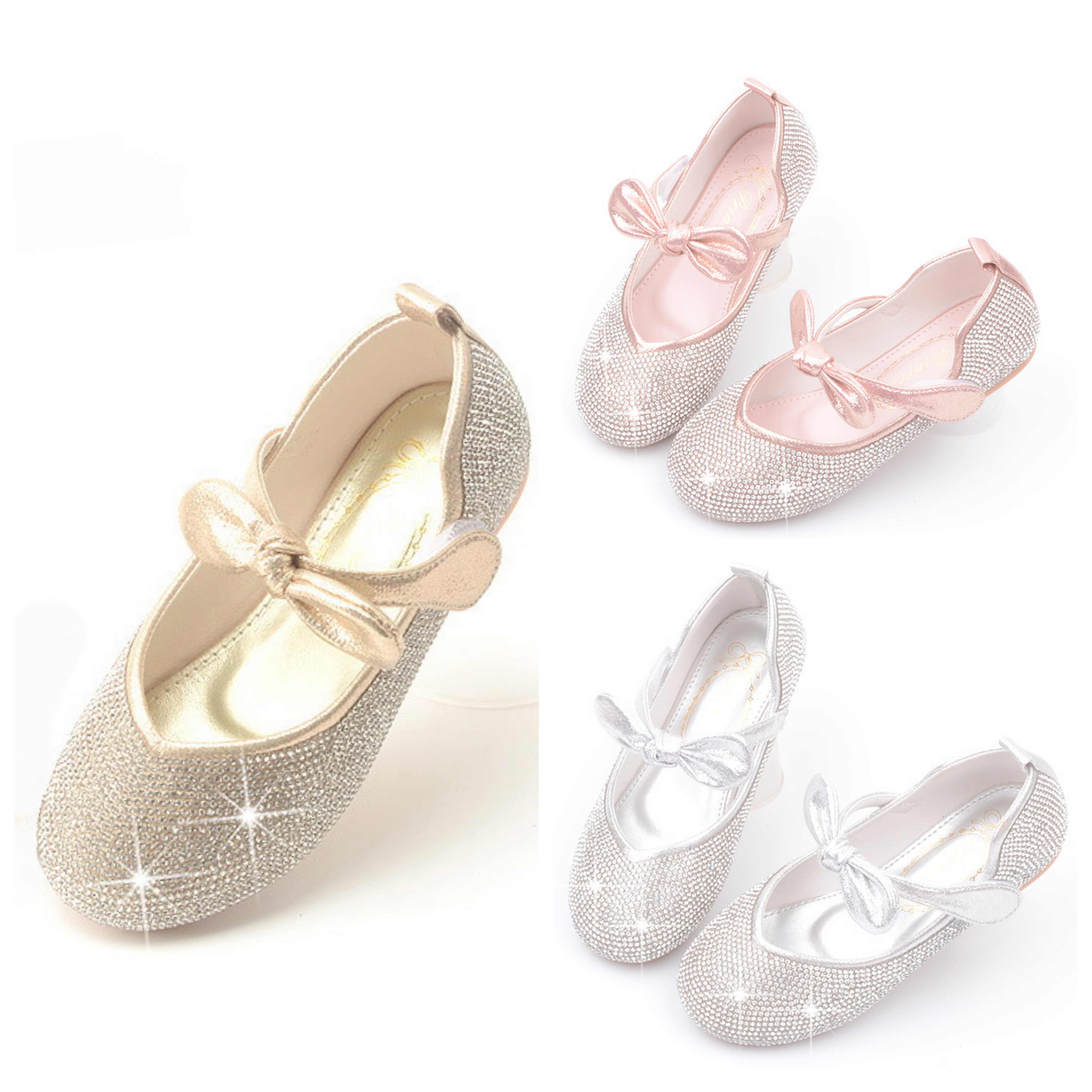 Shoe1427- รองเท้าคัชชูเด็กเล็ก รองเท้าคัชชูเด็กโต ติดเพขร โบว์ (ความยาววัดจากพื้นภายใน ให้ใช้ความยาวเท้า +0.5/เท้าอูม +1.0 cm.แล้วแลือก)
