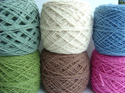 ไหมพรมฝ้ายปั่นมือ สีล้วน Spun