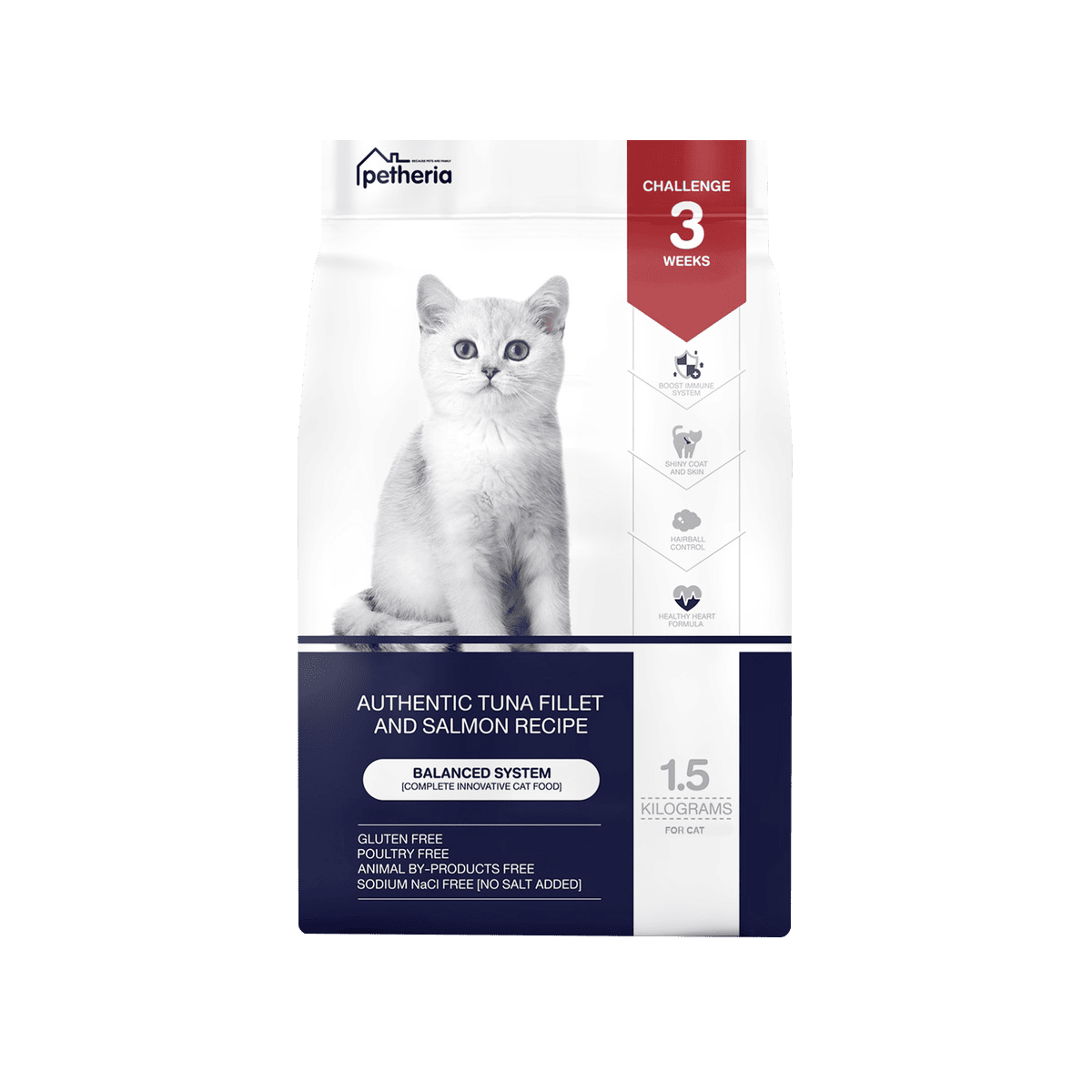 Petheria Innovation Cat Food อาหารแมวพรีเมียม ทำจากปลาทูน่าทั้งตัว ไม่ใส่เกลือ ขนาด 400G | อาหารแมวเกรดพรีเมียม โปรตีนสูง ย่อยง่าย สุขภาพดี
