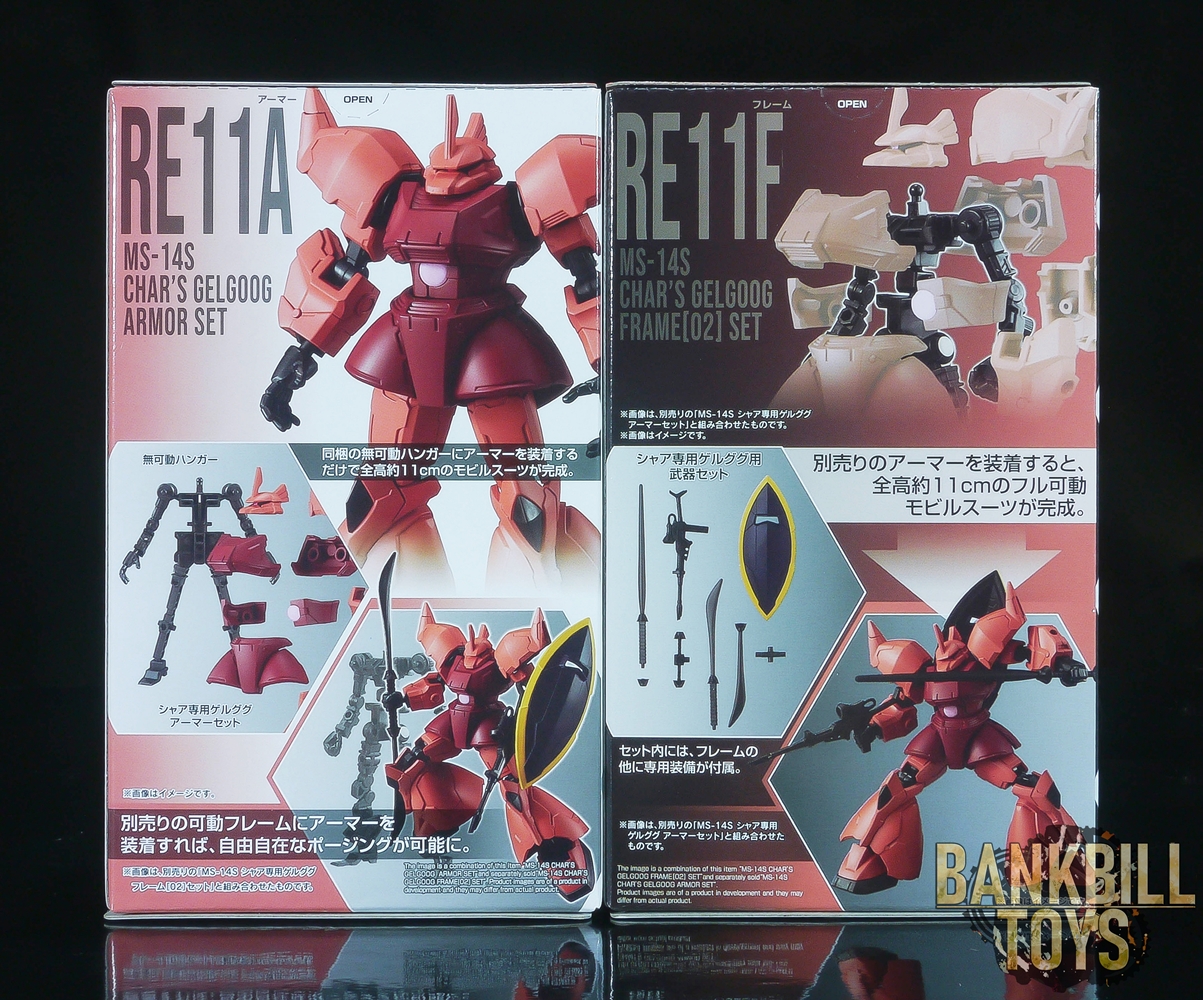 กันดั้ม Bandai Candy Toy Mobile Suit Gundam G Frame FA 06 No.RE11A MS-14S Char's Gelgoog [Revive] Armor Set + No.RE11F MS-14S Char's Gelgoog [Revive] Frame[02] Set (เซ็ตคู่ 2 กล่อง)