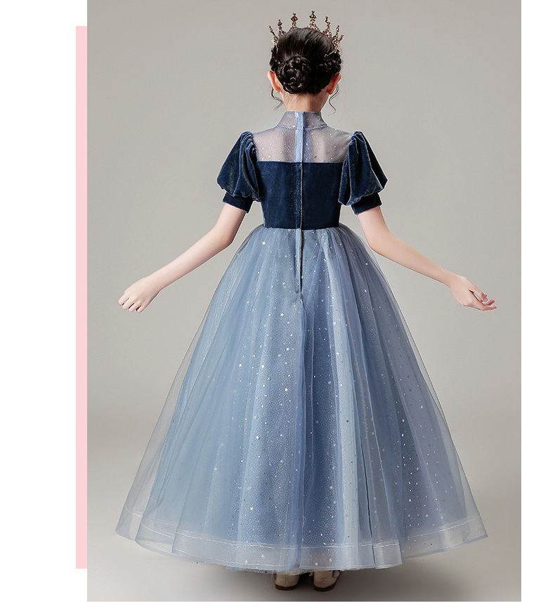 Gd3748- พร้อมส่งจากไทย ชุดราตรีเด็กสีน้ำเงิน กระโปรงสีฟ้า แต่งเลื่อมสวยหรู สวยดุจเจ้าหญิงในเทพนิยาย ชุดออกงานเด็กหญิงทรงยาว(ต้องการทรงหน้าสั้นหลังยาว ค้นหาด้วยรหัส Gd37481-1 นะคะ)