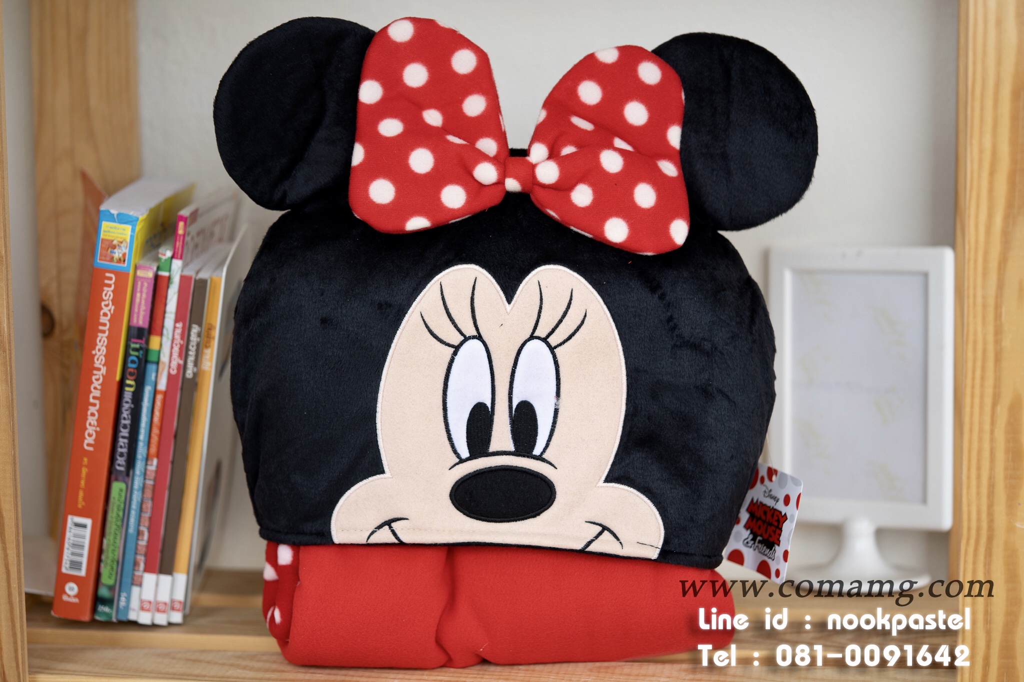 หมวกผ้าห่ม คลุมไหล่ ลายมิกกี้&มินนี่ รุ่นถอดได้ ลิขสิทธิ์แท้