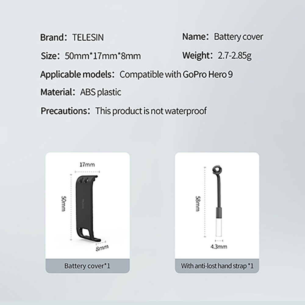 GoPro 11 / 10 / 9 Telesin Plastic Side Open Door With Rechargeable Port ฝาปิดข้างพลาสติก ชาร์จแบตได้