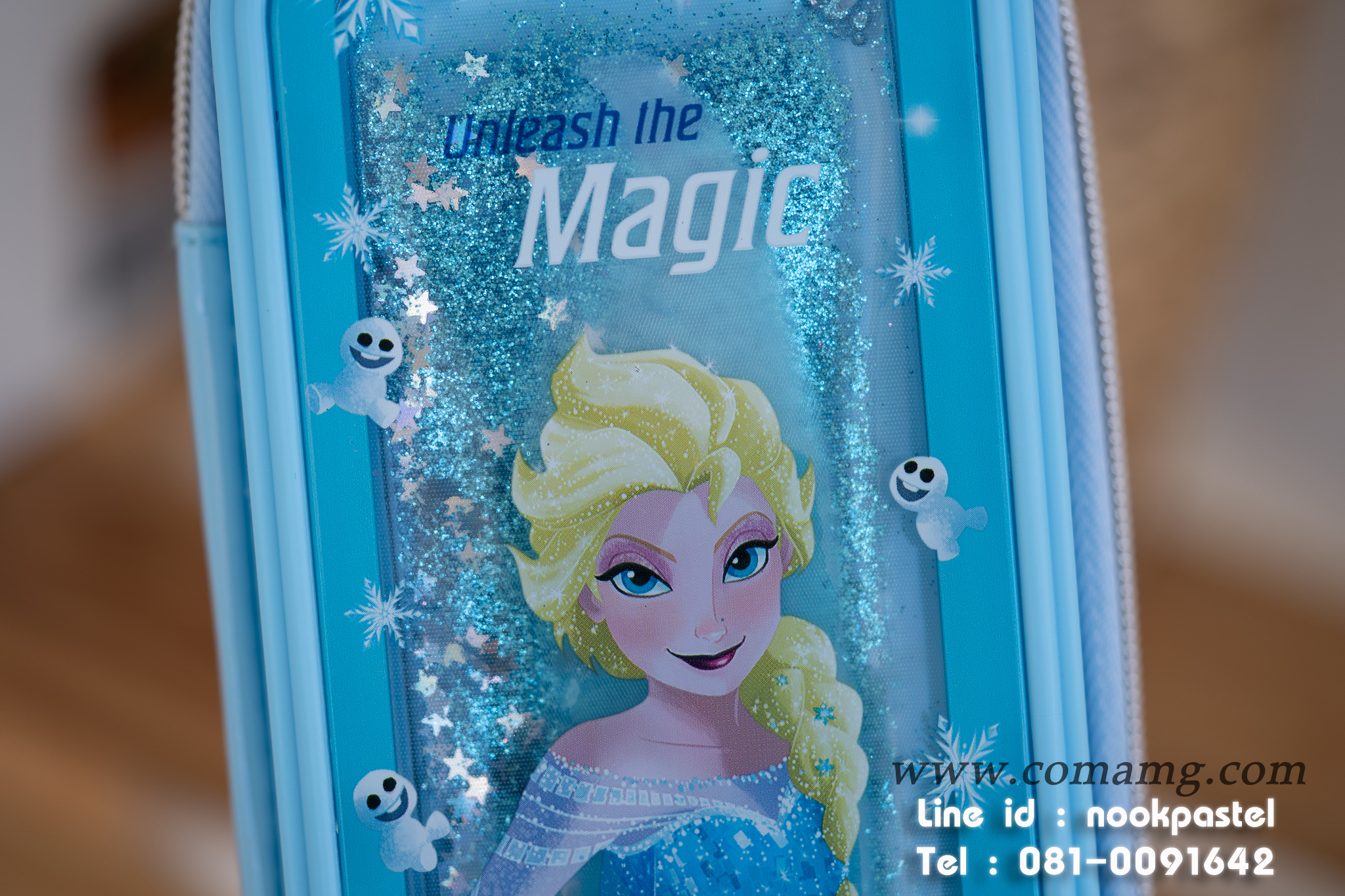 กล่องดินสอเอลซ่ากลิตเตอร์ รุ่นน้ำไหล สีฟ้า ลิขสิทธิ์แท้