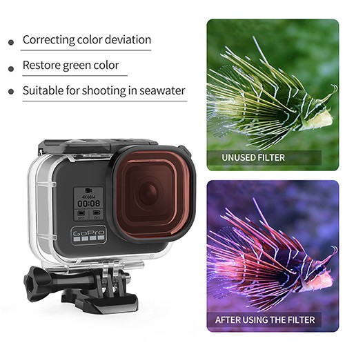 GoPro 7 / 6 / 5 Waterpoof Housing Case + Red Filter + Floating Black เคสกันน้ำ แถมฟรีฟิลเตอร์แดงและทุ่นลอยน้ำดำ