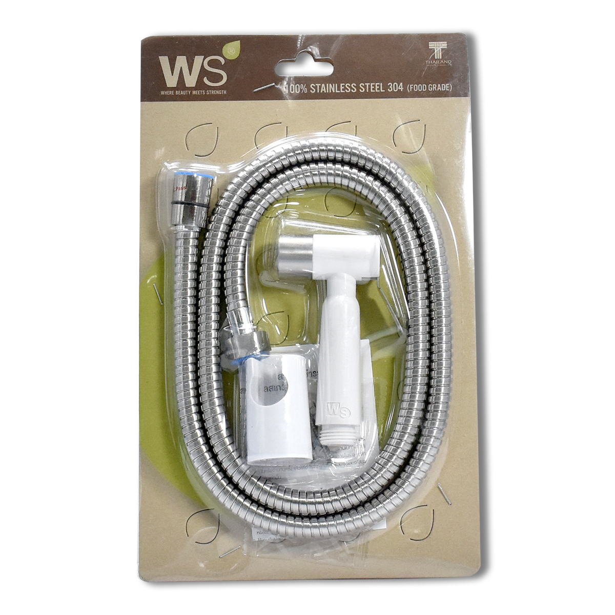 WS สายฉีดชำระ ABS พลาสติกสีขาว พร้อมสายยาว 1.20 ม. 0492PW