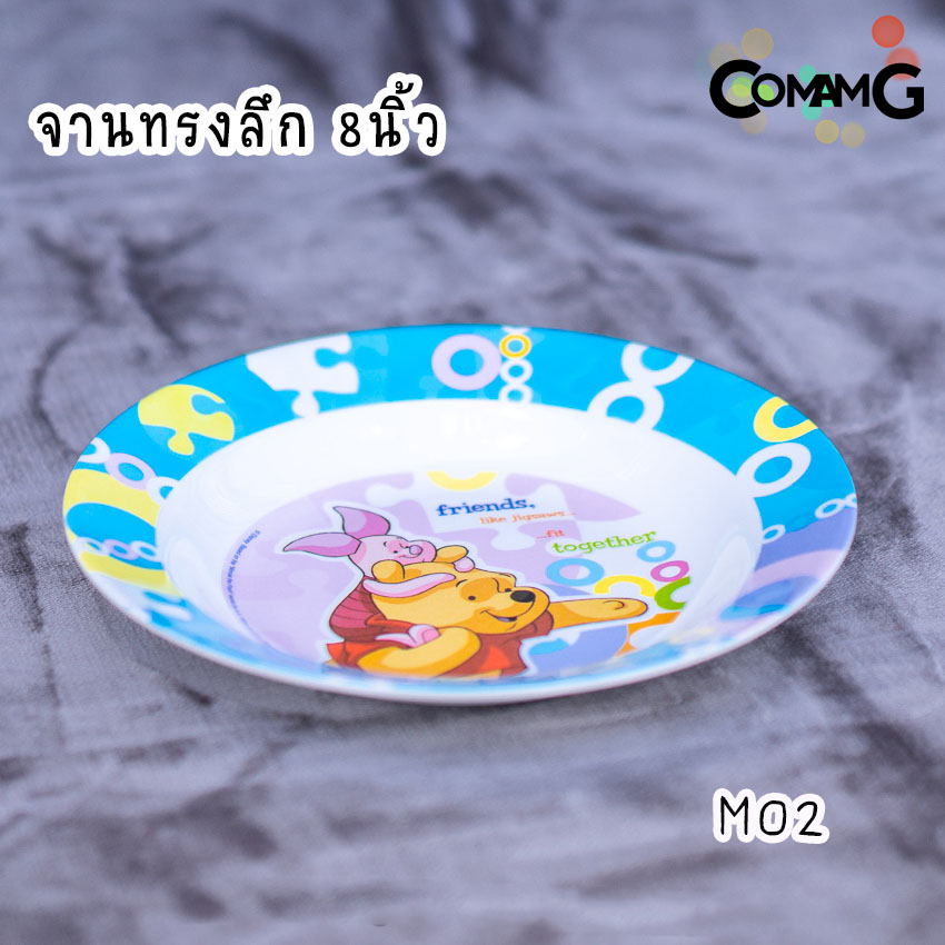 pooh jigsaws ช้อนส้อมเด็ก จาน ชาม แก้วน้ำเมลามีน ชุดเซ็ตอุปกรณ์ทานอาหารสำหรับเด็กลายหมีพูห์ จิ๊กซอว์ ลิขสิทธิ์แท้ ฟลาวเวอร์แวร์(Flower ware)