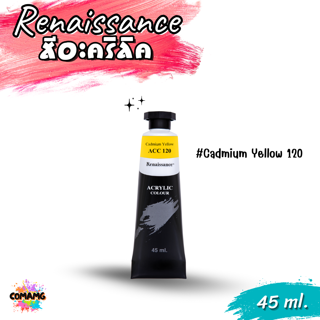 Renaissance Artists acrylic color สีอะคริลิค ขนาด 45 ml. กันน้ำ สีเพ้นท์ไม้ เพ้นท์รองเท้า เพ้นท์ผ้า เรนาซองซ์