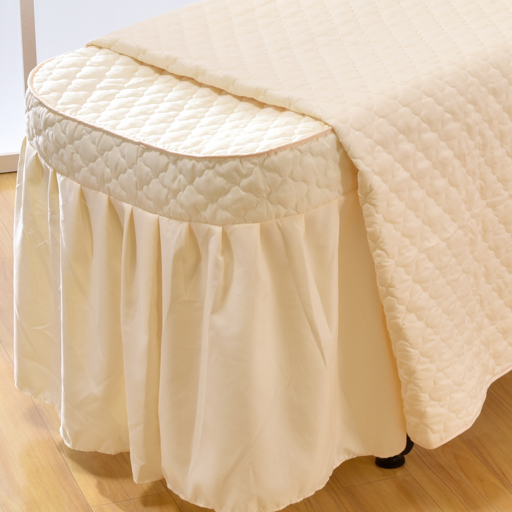 🔥 พร้อมส่ง🔥ชุดผ้าคลุมเตียง คลุมเตียงนวดหน้า ผ้าปูเตียงคลีนิก สีครีม 1ชุดมี5ชิ้น