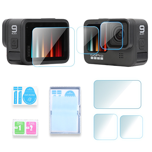 GoPro 11 / 10 / 9 Len Cap Protective Cover ฝาปิด + Tempered Glass Film ฟิล์มกระจกนิรภัย กันรอย