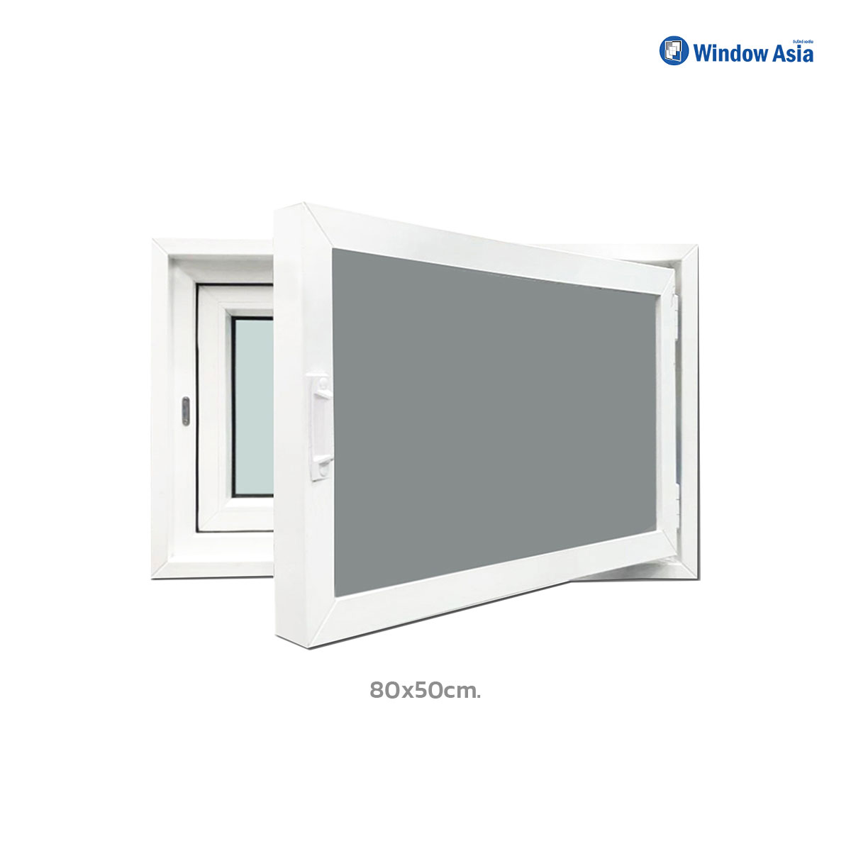 WindowAsia หน้าต่างบานกระทุ้ง สีขาว (มุ้ง) ขนาด 80x50