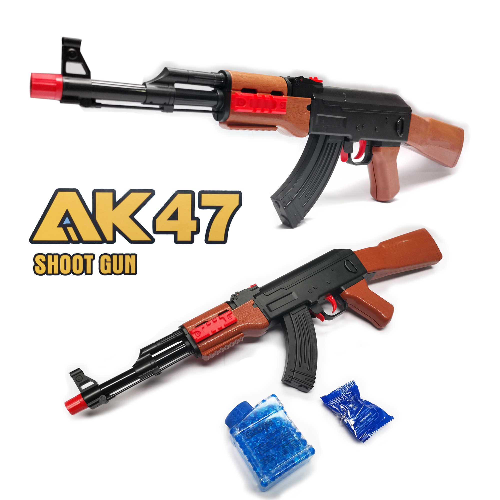ปืนของเล่น ปืนอัดลมพลาสติกยิงกระสุนเจล กระสุนโฟม ปืนอัดลมยิงกระสุนเจล AK47 SHOOT GUN มี 2 ขนาด