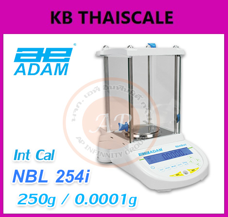 เครื่องชั่ง250กรัม เครื่องชั่งน้ำหนัก250กรัม เครื่องชั่งละเอียดสู250กรัม เครื่องชั่งดิจิตอล ทศนิยม 0.0001 ตำแหน่ง รุ่น NBL 254i ยี่ห้อ ADAM ประเทศอังกฤษ