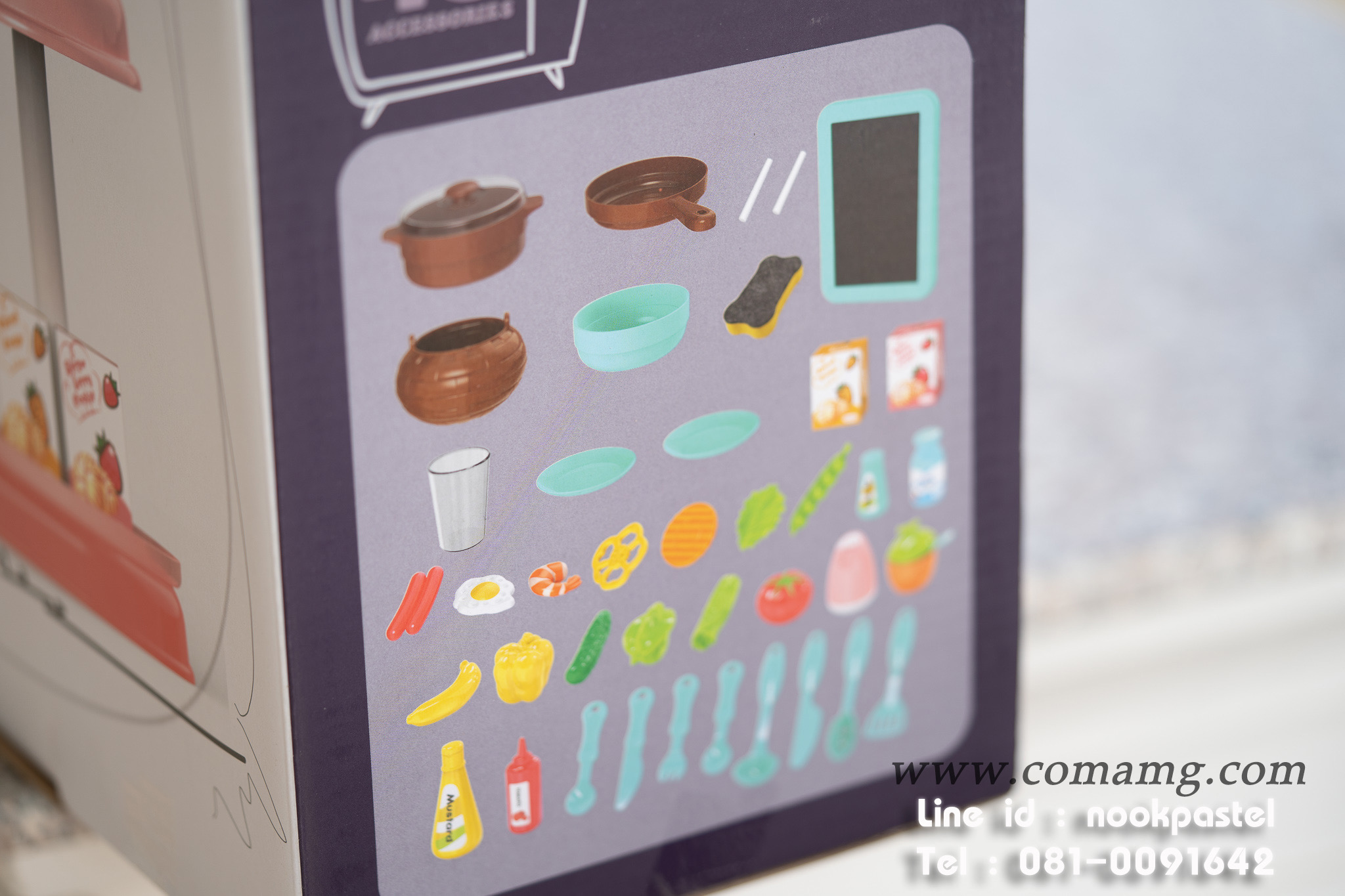 โต๊ะครัวสีชมพูพร้อมอุปกรณ์ 43 ชิ้น น้ำไหลได้จริง (เตาแก๊สมีไอน้ำ)