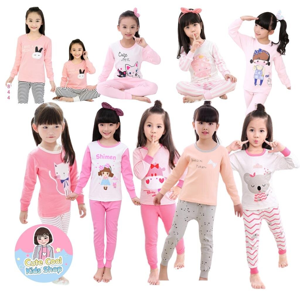 GM-2 ชุดนอนเด็กผู้หญิงแขนยาวขายาว พร้อมส่ง 3-12 ขวบ