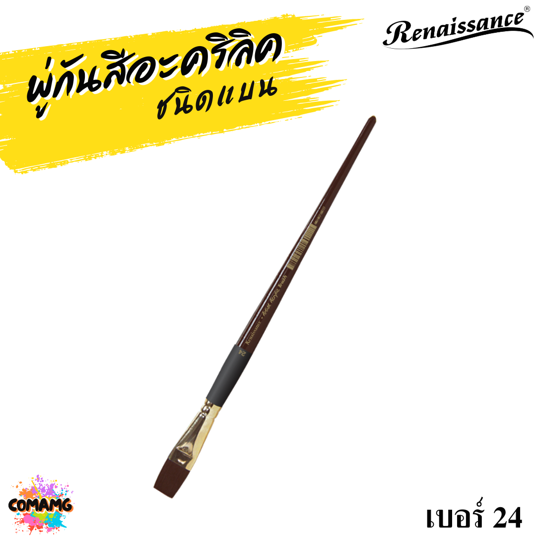 Renaissance พู่กันสีอะคริลิค ชนิดแบน เกรดคุณภาพสูง มีให้เลือกหลายเบอร์ พร้อมส่ง