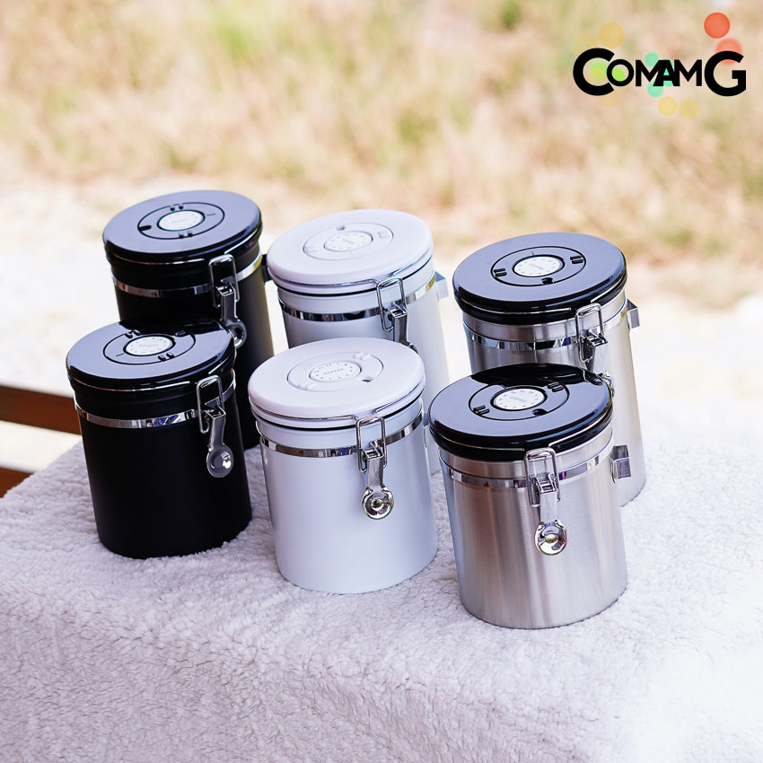 กระป๋องเก็บกาแฟ โหลใส่เมล็ดกาแฟ สแตนเลสแบบสูญญากาศ พร้อมช้อนตัก