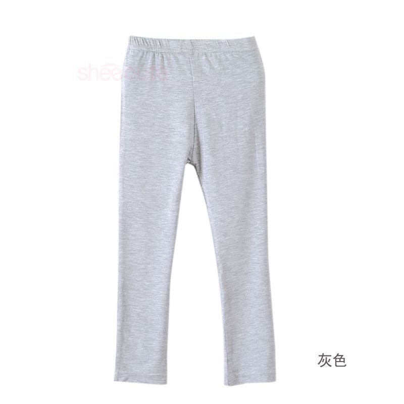 P1832 เลคกิ้งเด็กสีเทา สีพื้นเรียบๆ คอตต้อนผสมสเปนเด็กซ์ ยืดหยุ่นแน[ผิว