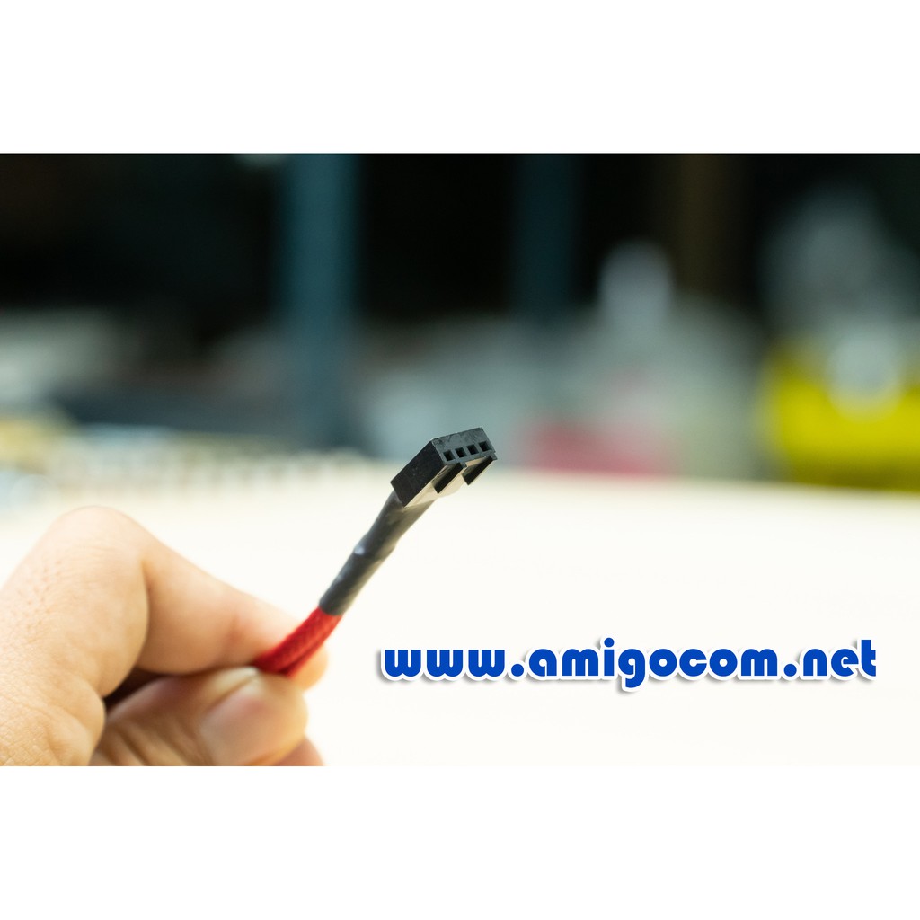 สาย Y พัดลม 4Pin สายถัก 2หัว สายถักสีแดง