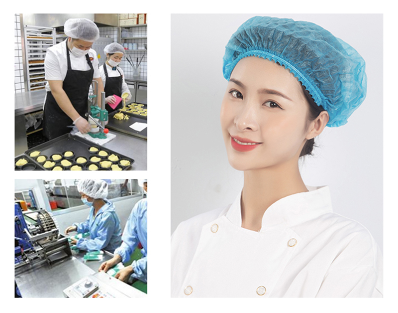 หมวกคลุมผมผ้าใยกระดาษ ใช้แล้วทิ้ง (100ชิ้น) นิยมใช้ในร้านสปา คลีนิก ร้านอาหาร โรงแรมรีสอร์ท โรงงาน สีน้ำเงิน