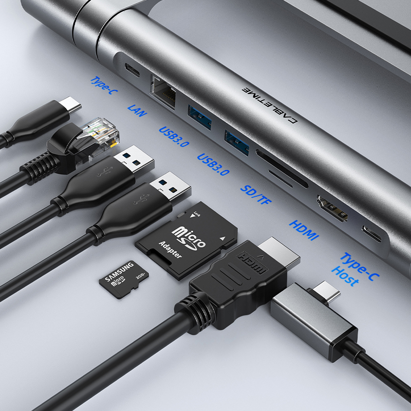 CABLETIME แท่นวางโน๊ตบุ๊ค 7-in-1 Multiport USB-C Hub with Laptop Stand