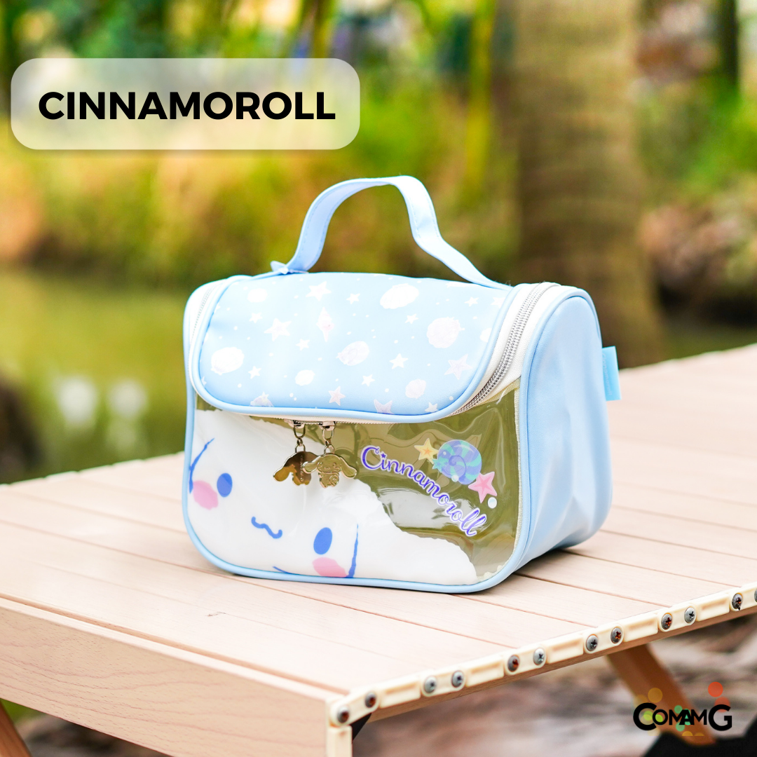 กระเป๋าใส่เครื่องสำอางค์ ใบใหญ่ มีหูหิ้วเปิดได้กว้าง ลายการ์ตูนน่ารักซานริโอ้ ลิขสิทธิ์แท้ พร้อมส่ง