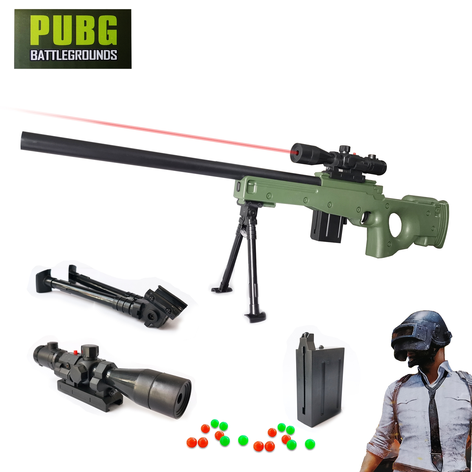 ปืนของเล่น ปืนอัดลม ปืนสไนเปอร์อัดลม ลำกล้องติดเลเซอร์ บอดี้พลาสติกแข็ง รุ่น MT.991 และ MT.991-1