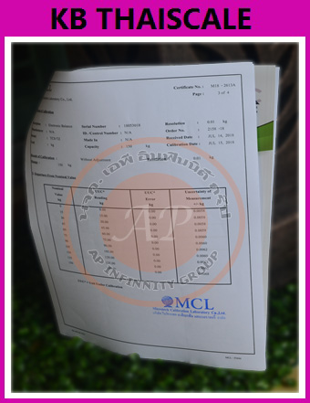 ใบ Certificate เครื่องชั่งดิจิตอล ขนาดน้ำหนักชั่ง 300 กิโลกรัม ใบ Certificate เครื่องชั่งจากเอกชน