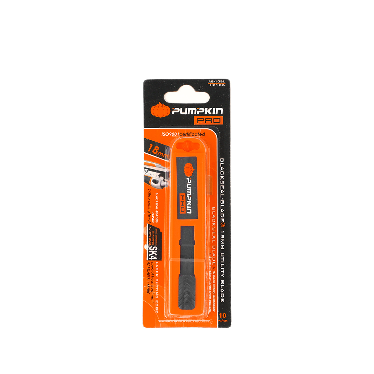 Pumpkin ใบมีดสีดำเลเซอร์ 18mm Blackseal blade AB-105L [12126] (10ใบ/หลอด)