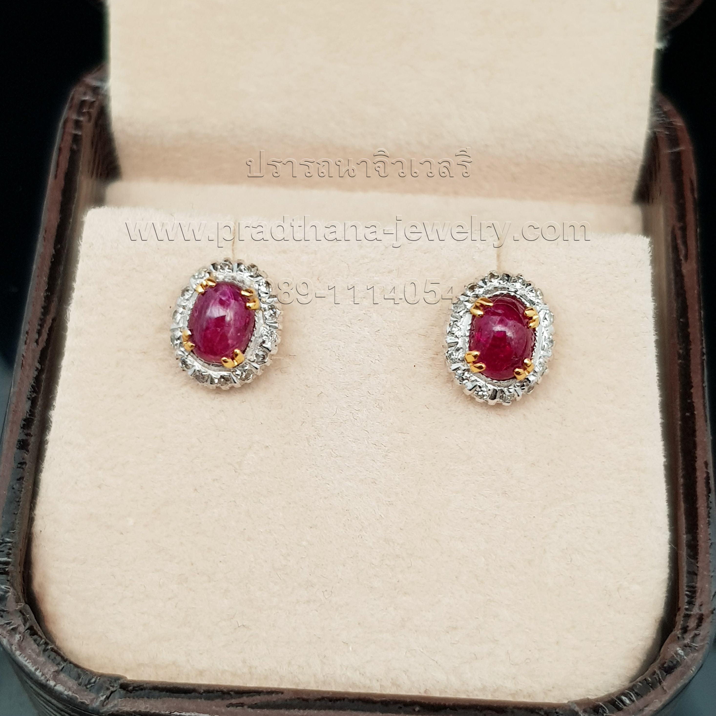 ต่างหูโบราณทับทิมล้อมเพชร **ขายแล้ว**