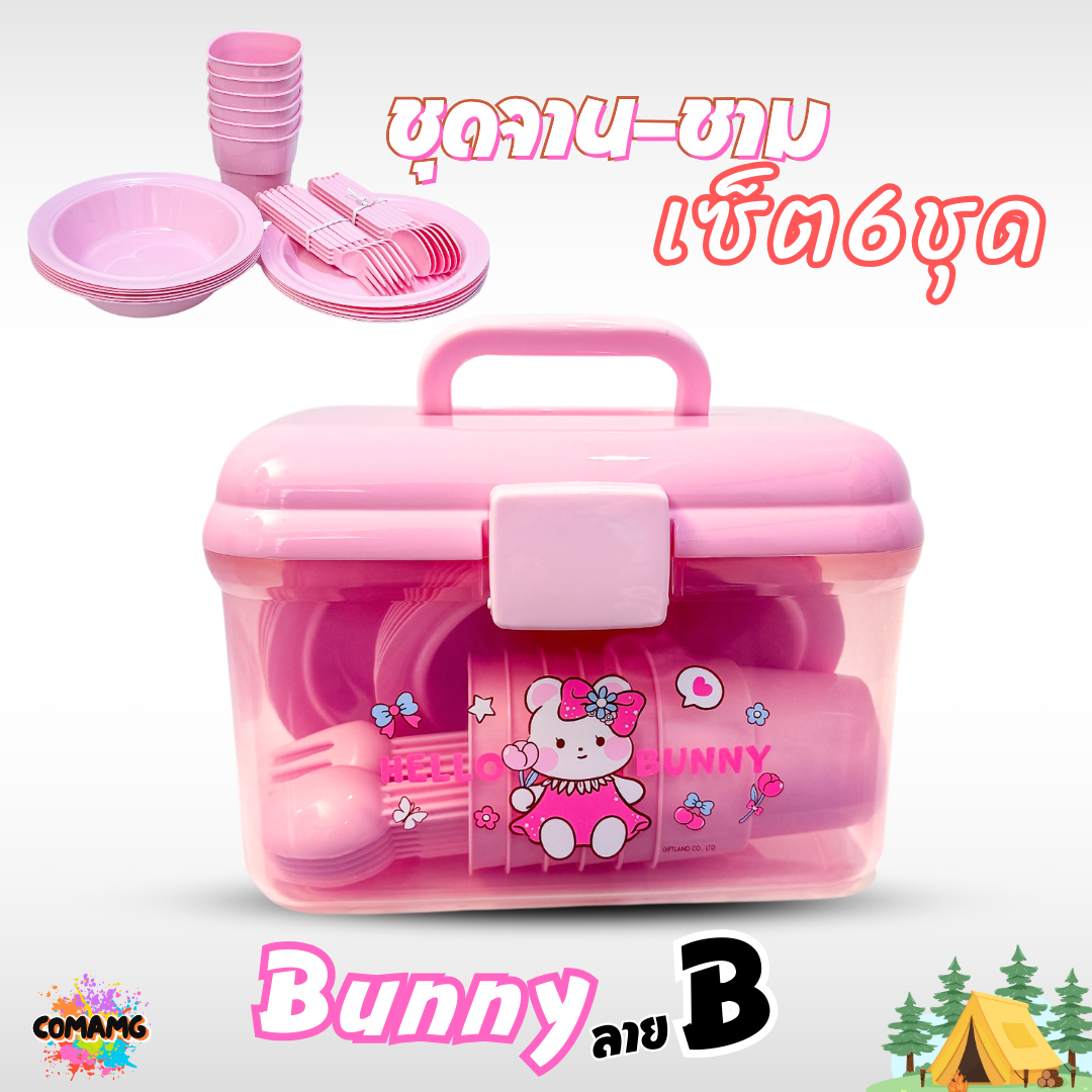 เซ็ตจานชามปิคนิค ชุดปิคนิค พร้อมกล่องใส่หูหิ้วพกพา ลายลิขสิทธิ์แท้