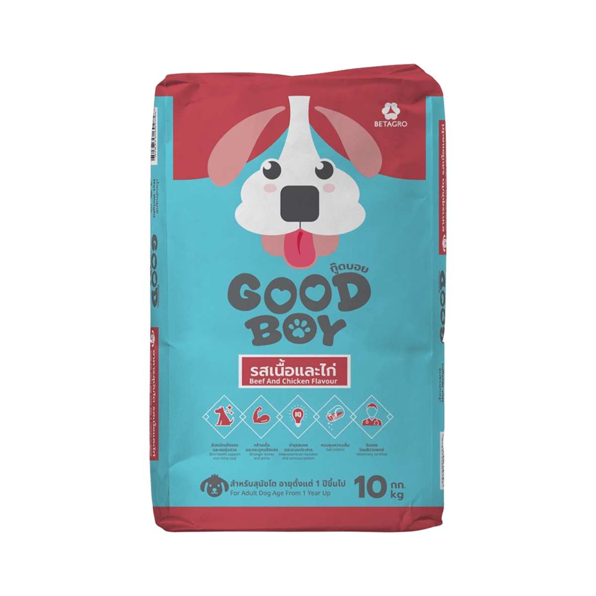 Good Boy กู๊ดบอย อาหารสุนัขโต รสเนื้อและไก่ ขนาด 10 กิโลกรัม | Beef & Chicken Flavour สำหรับสุนัขอายุ 1 ปีขึ้นไป
