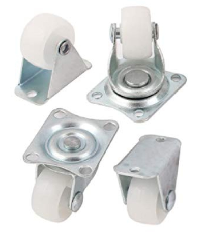 ล้อรถเข็น ล้ออะไหล่ 4 ล้อ 1.5 นิ้ว สีขาว (ล้อแป้นเป็น 2 ล้อ/ล้อเป็นตาย 2 ล้อ) ไนลอนแข็งล้อแผ่นล้อเลื่อน