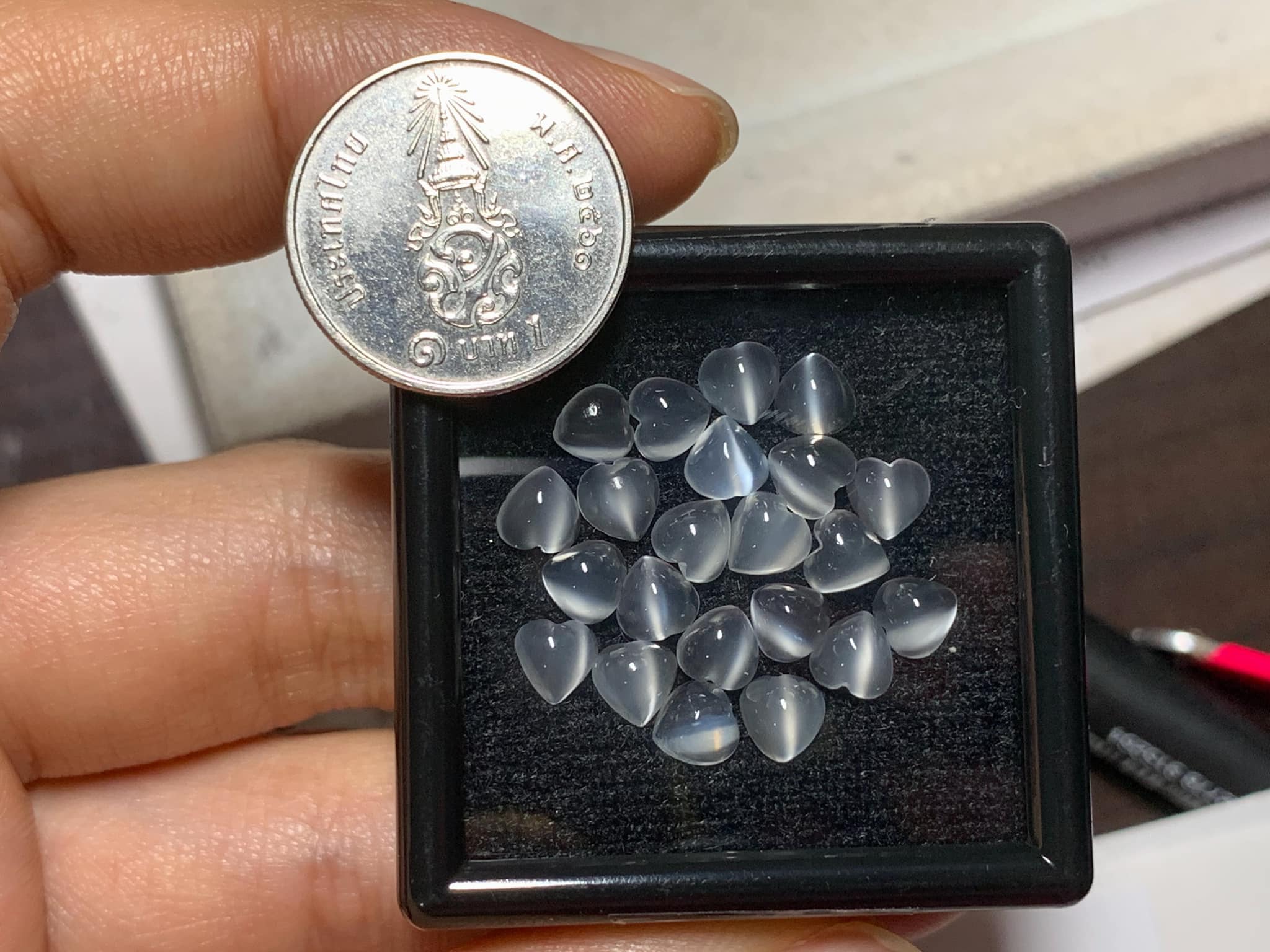 มูนสโตนหัวใจหลังเบี้ย 5 mm. 5 กะรัต