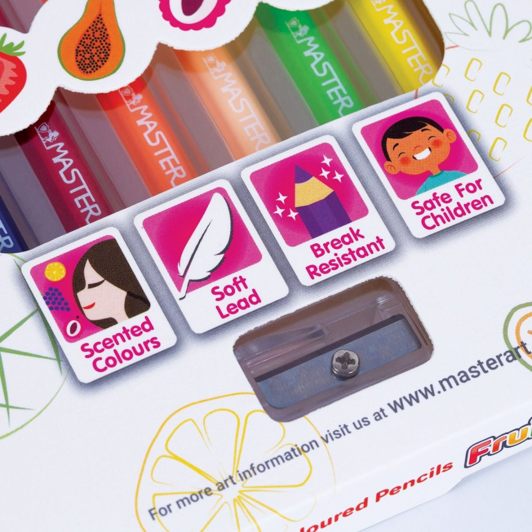 Master Art สีไม้ ดินสอสี มาสเตอร์อาร์ต มีกลิ่นหอม 6 สี 6 กลิ่น กลิ่นFloral กลิ่นFruity แถมกบเหลาในกล่อง พร้อมส่ง