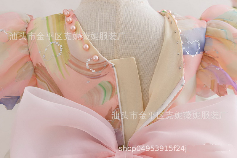 Gd4050- พร้อมส่งจากไทย ชุดราตรีเด็กสีชมพู ชุดออกงานเด็กหญิงทรงสั้น ลายสวยหวาน แต่งโบว์และมุกสุดสวยหวาน มีแขนตุ๊กตา ลุคคุณหนูสุดน่ารัก สำหรับเด็กเล็ก-เด็กโต