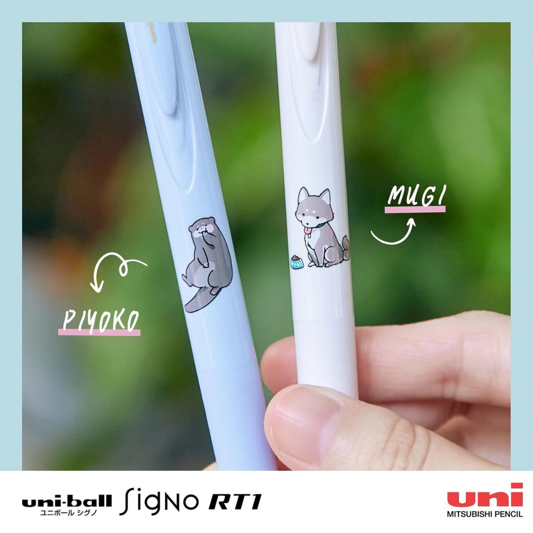 UNI Ball ปากกาเจล SIGNO RT1 Limited ลายคู่หูสุดคิ้วท์ Mugi Piyoko หัวขนาด 0.5mm 0.38mm หมึกสีน้ำเงิน พร้อมส่ง