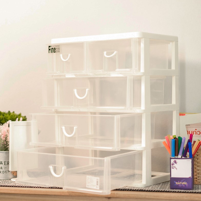 คีย์เวย์ กล่องลิ้นชัก 4 ชั้น 5 ช่อง Keyway รุ่น CK-555 สีขาว ใส่เอกสาร ใส่กระดาษA4ได้