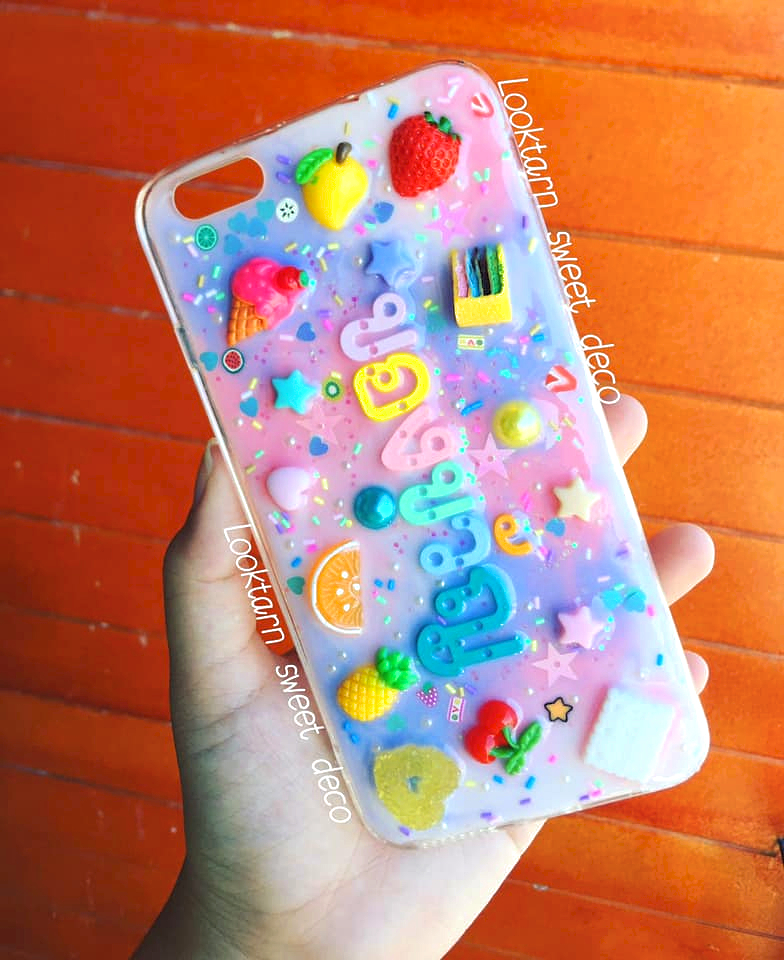 เคสเรซิ่นสั่งทำสีพาสเทล ชมพู ฟ้าคราม ขาว