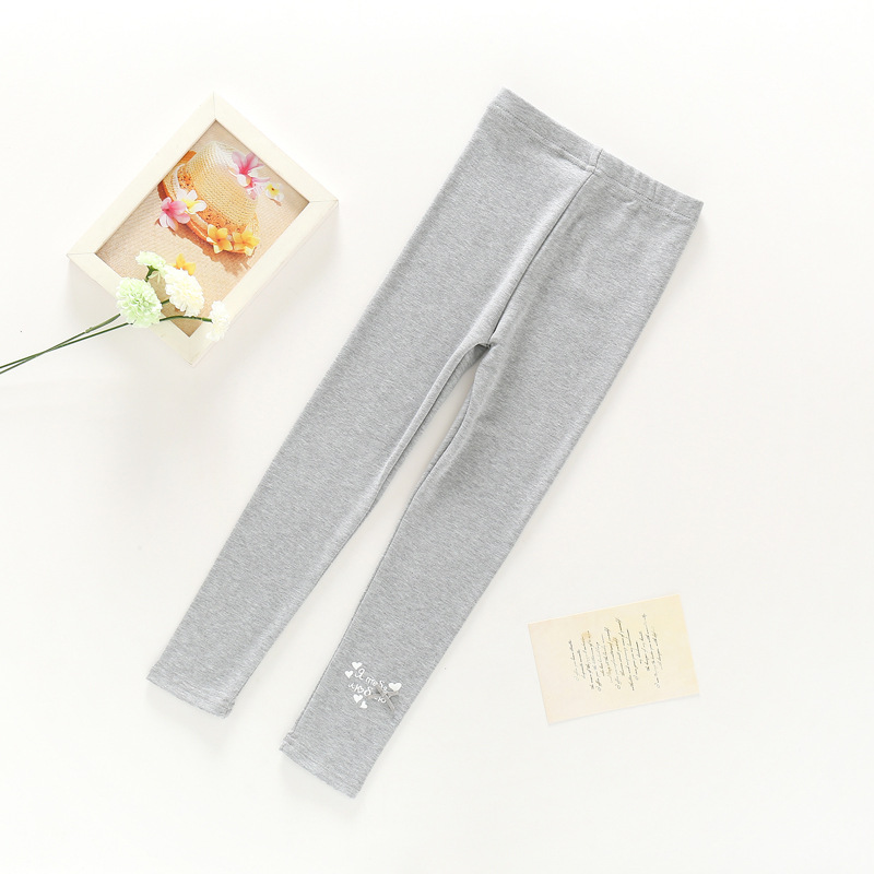 P31031 พร้อมส่งเลกกิ้งเด็กสีเทา แต่งหัวใจเล็ก สั่งZ100 จัดZ110