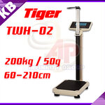 เครื่องชั่งน้ำหนักพร้อมวัดส่วนสูง เครื่องชั่งน้ำหนักบุคคล พิกัด 200kg ค่าละเอียด 50g วัดส่วนสูงได้ 60-210cm เครื่องชั่งดิจิตอล ตาชั่ง ยี่ห้อ TIGER รุ่น TWH-02