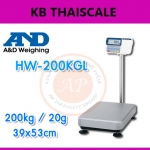 เครื่องชั่งน้ำหนัก200กิโลกรัม เครื่องชั่งวางพื้น200กิโล ความละเอียด20g ยี่ห้อ AND รุ่นHW-200GKL พิกัด 200kg/20g ขนาดแท่นชั่ง 39x53cm.