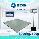 ตาชั่งดิจิตอล เครื่องชั่งน้ำหนักตั้งพื้น 3000กิโลกรัม ความละเอียด 500กรัม แบบมีเครื่องพิมพ์สติกเกอร์ในตัว ยี่ห้อ SDS รุ่น IDS713มี Built-In Printer ขนาดแท่น 100x100cm. ในตัว สามารถปริ้นสติ๊กเกอร์ได้