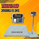 เครื่องชั่งดิจิตอลตั้งพื้นขนาดใหญ่ 3000Kg ตาชั่งดิจิตอล เครื่องชั่งน้ำหนัก 3000Kg เครื่องชั่งดิจิตอลพร้อมปริ้นเตอร์ในตัว 3000Kg อ่่านค่าความละเอียด 500g แท่นชั่งชั่งขนาด 100x100cm. ยี่ห้อ TIGER รุ่น TI-06P พร้อมปริ้นสติ๊กเกอร์ในตัว มีพอร์ต RS232C