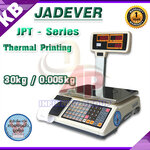 ตาชั่งคำนวณราคา30กิโลกรัม เครื่องชั่งแสดงคำนวณราคา30000g ตาชั่ง30กิโล เครื่องชั่งน้ำหนักชั่ง30kg ความละเอียด0.005kg หน้าจอแสดงผลLED 3หน้าจอ ยี่ห้อ JADEVER รุ่น JPT-30K พร้อม Build In Printer พร้อมใบตรวจรับรองจากสำนักงานกลางชั่งตวงวัด
